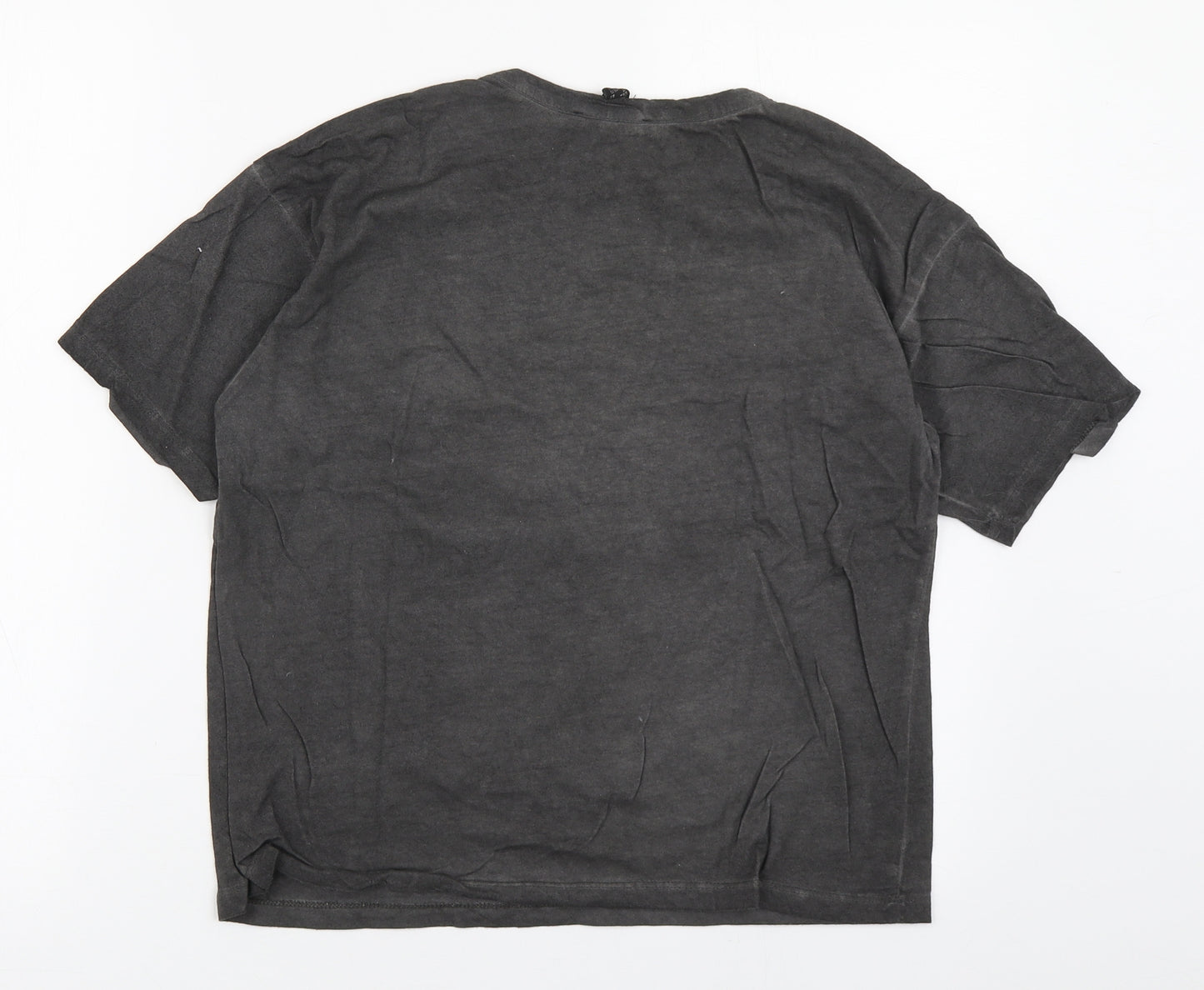 Primark Womens Grey  Cotton Basic T-Shirt Size 10 V-Neck