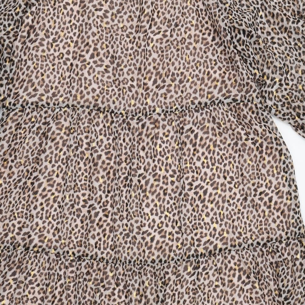 F&F Womens Multicoloured Animal Print Polyester Trapeze & Swing  Size 16  Round Neck Pullover