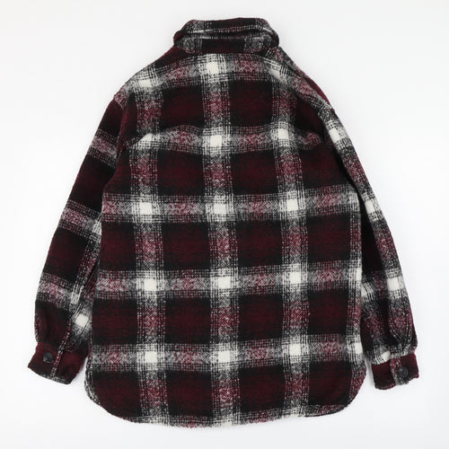 New Look Womens Purple Plaid  Overcoat Coat Size 8  Button