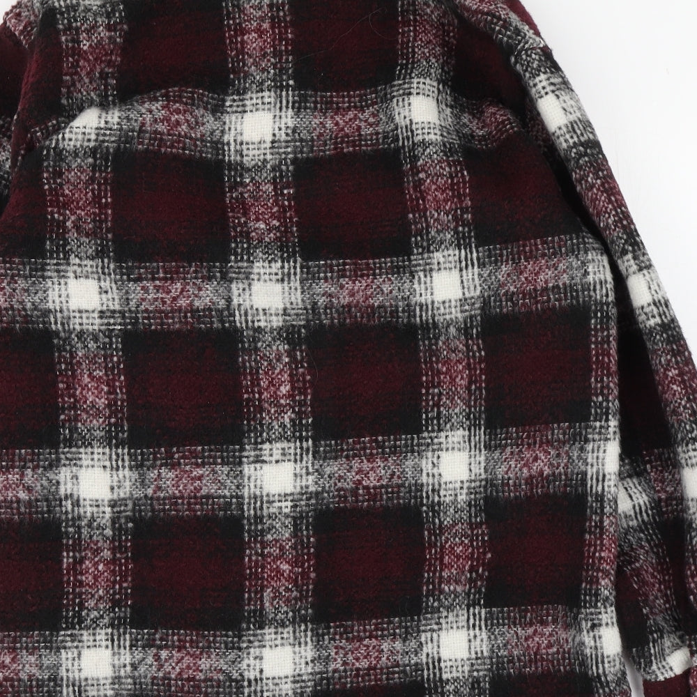 New Look Womens Purple Plaid  Overcoat Coat Size 8  Button