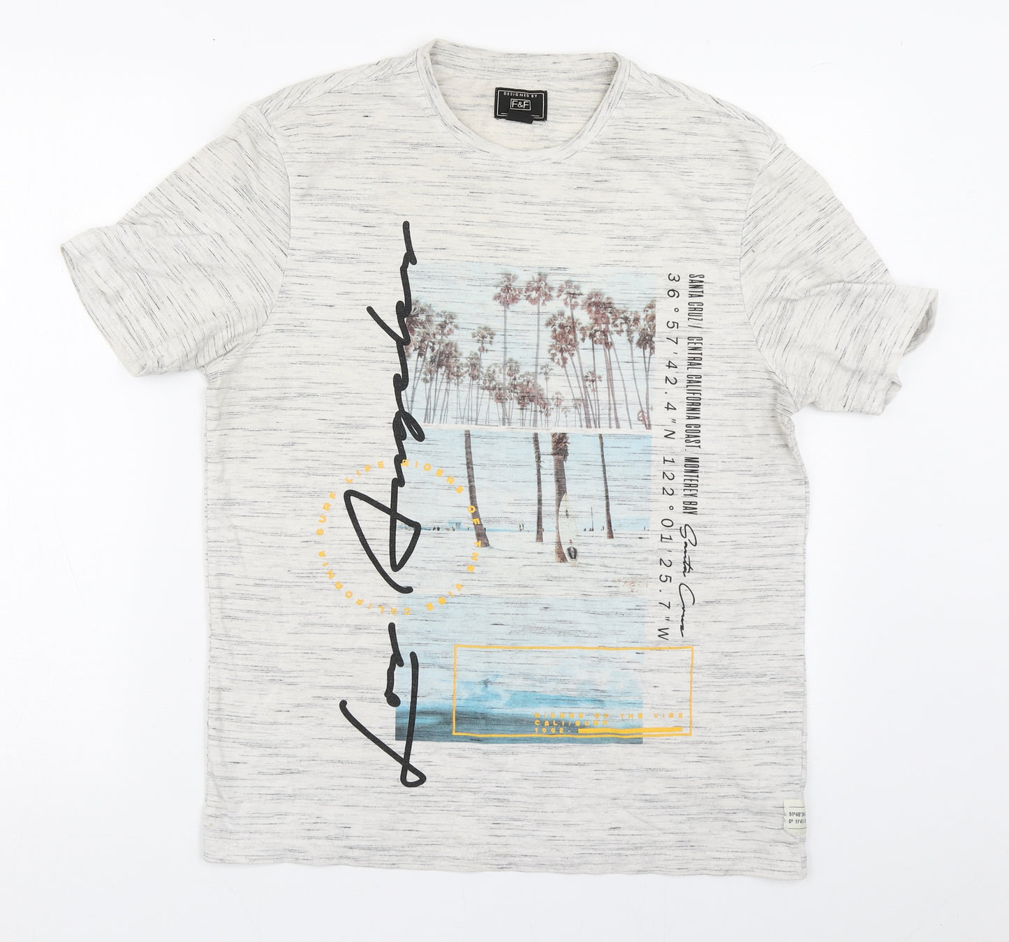 F&F Mens White  Cotton  T-Shirt Size M Round Neck