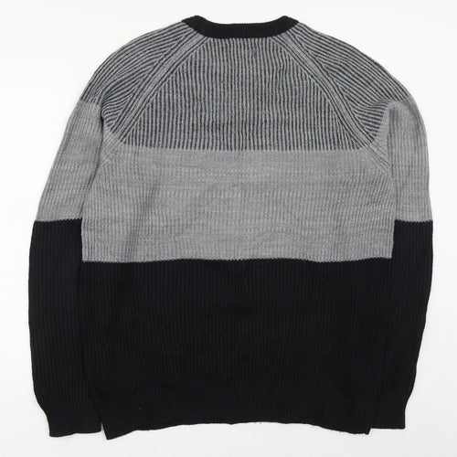 JACK & JONES Mens Grey Round Neck  Acrylic Pullover Jumper Size XL