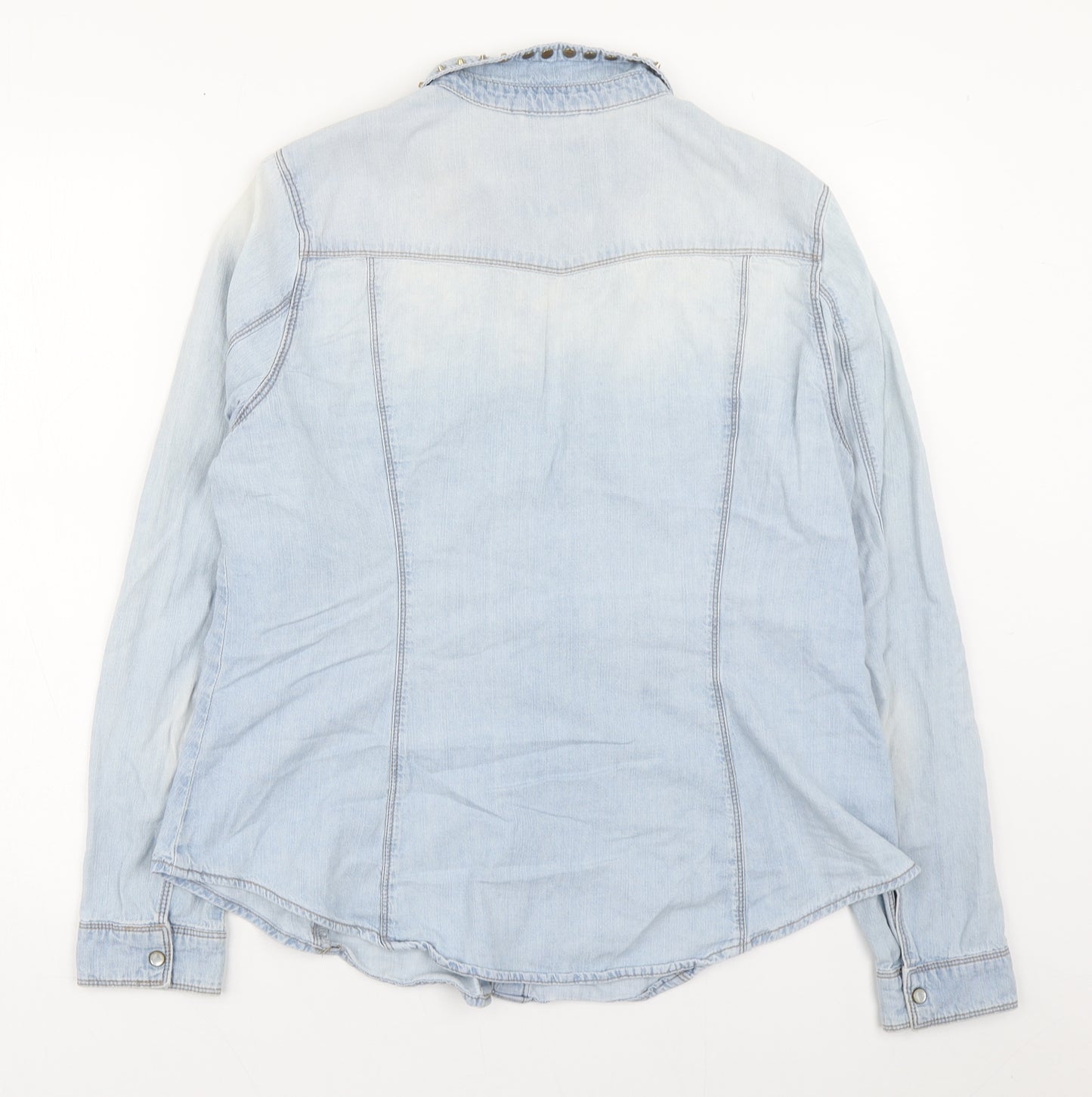 Primark Womens Blue  Cotton Basic Button-Up Size 16 Collared - Shacket