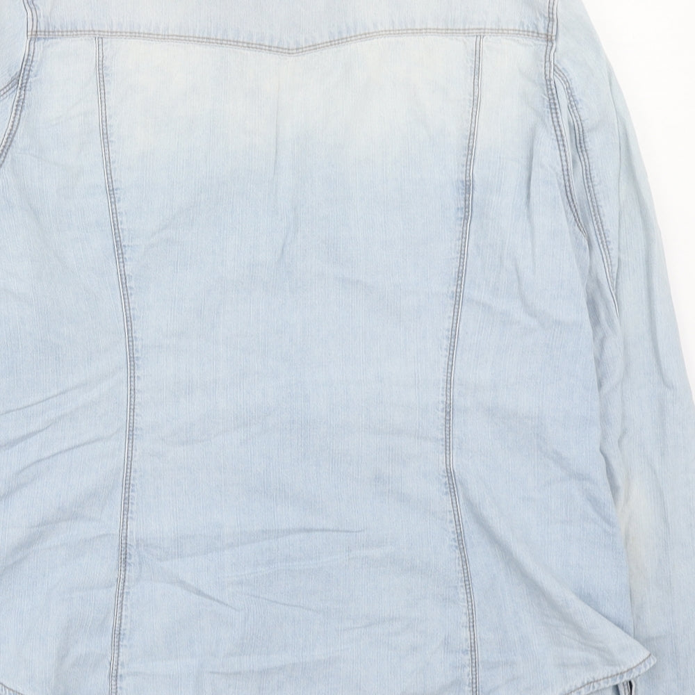 Primark Womens Blue  Cotton Basic Button-Up Size 16 Collared - Shacket