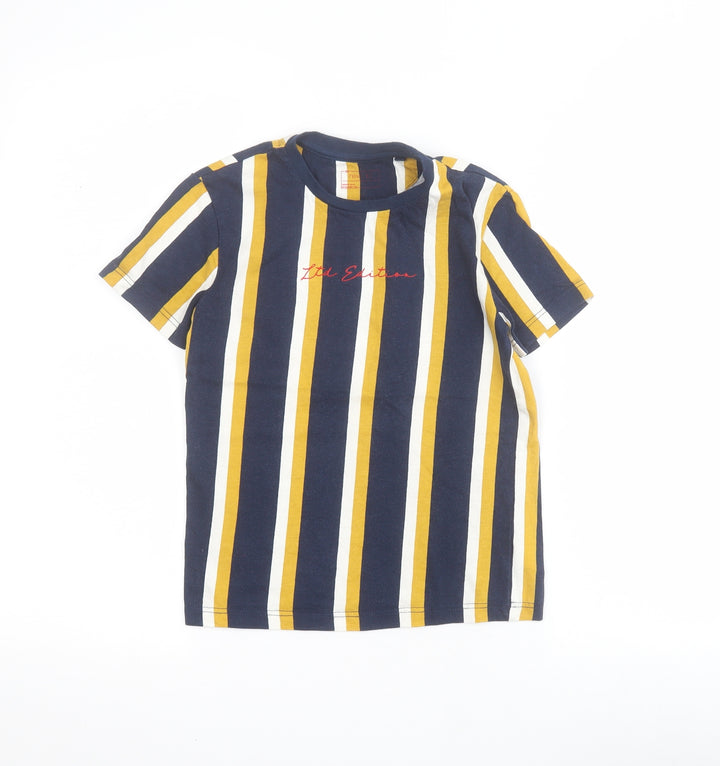 NEXT Boys Blue Striped 100% Cotton Pullover Polo Size 6 Years Crew Neck Pullover - 'Ltd Edition'