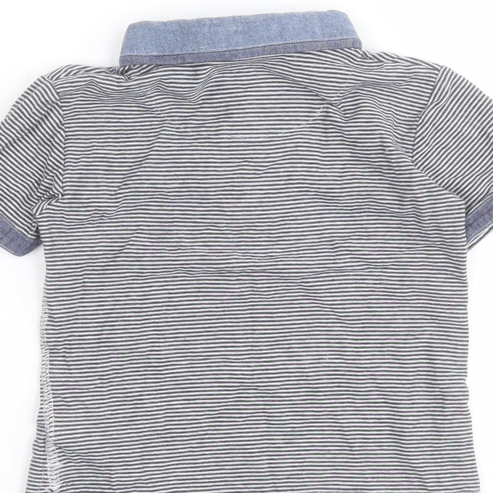 NEXT Boys Blue Striped 100% Cotton Basic Polo Size 2-3 Years Collared Button