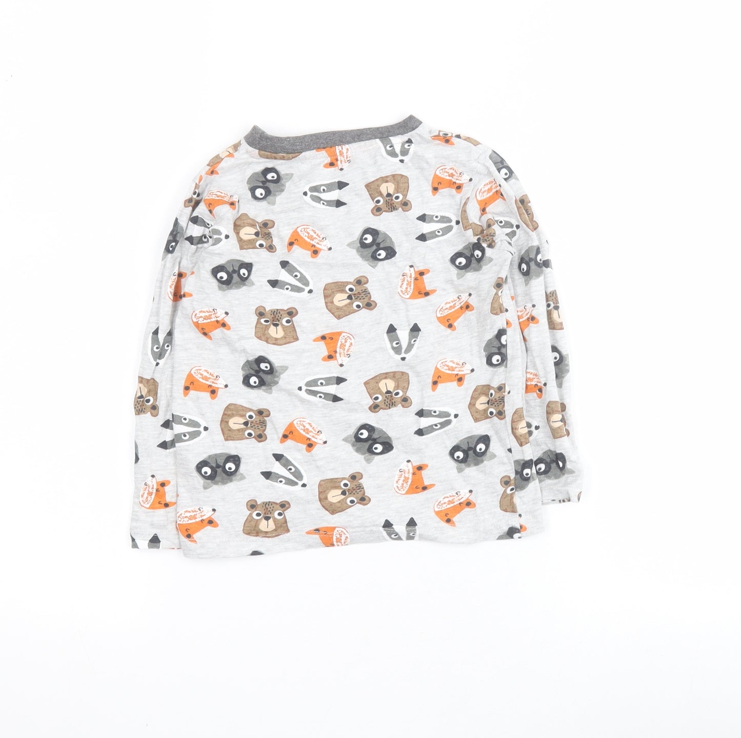 Dunnes Boys Grey  Cotton Pullover T-Shirt Size 2-3 Years Crew Neck Pullover - Animals