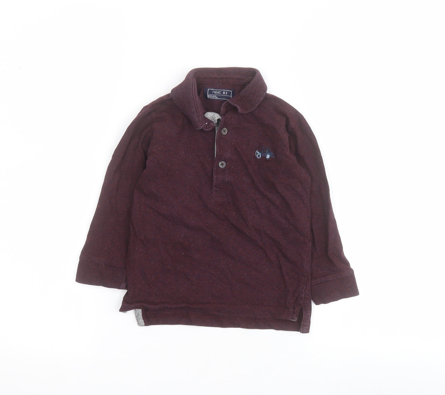 NEXT Boys Purple  100% Cotton Basic Polo Size 2-3 Years Collared Button - Car