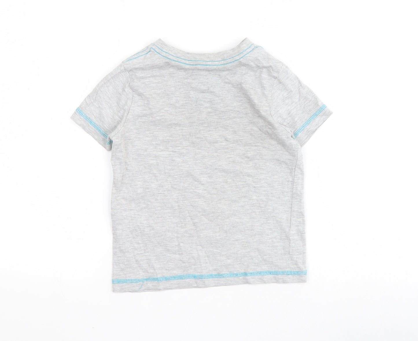 F&F Boys Grey  Cotton Pullover T-Shirt Size 2-3 Years Crew Neck Pullover