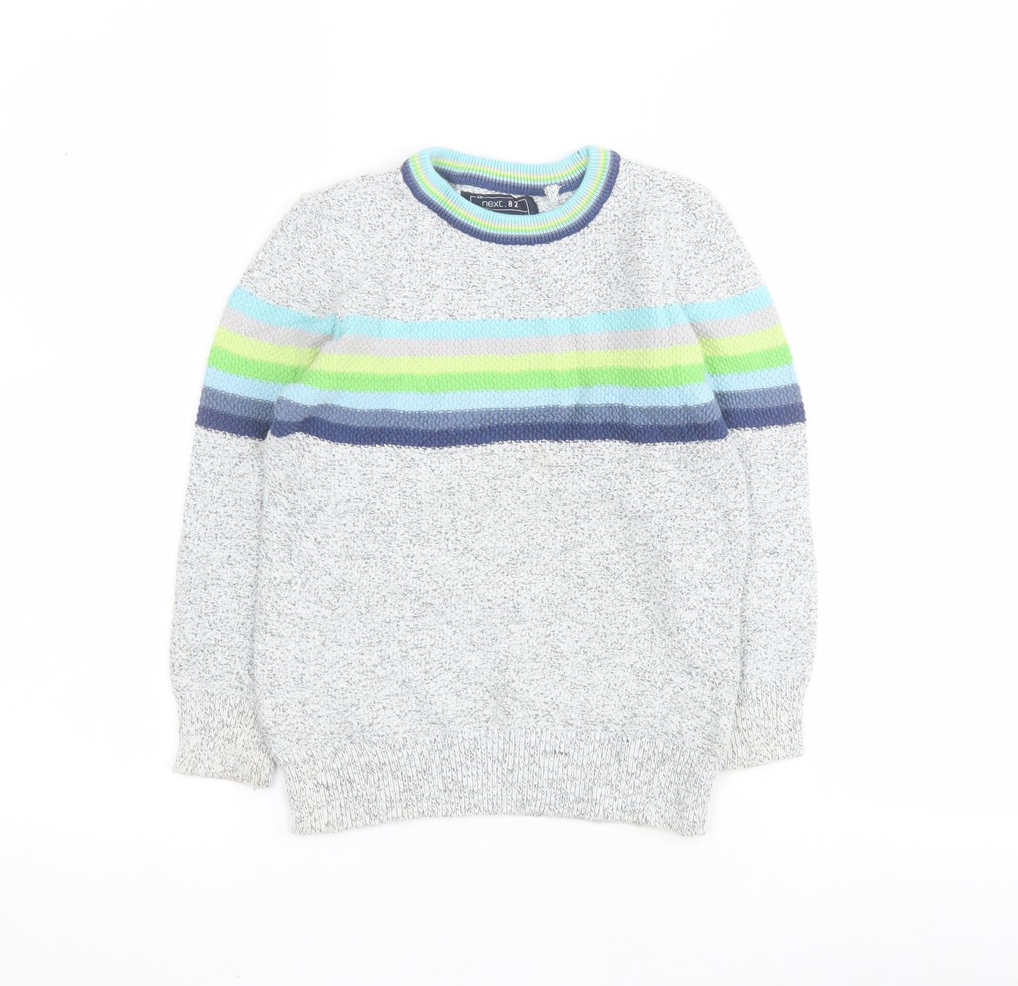NEXT Boys Grey Crew Neck Striped Cotton Pullover Jumper Size 5 Years  Pullover