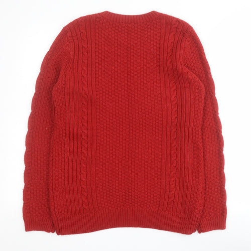 Warehouse Womens Red Crew Neck  Acrylic Pullover Jumper Size 12