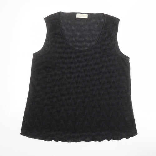 Ann Harvey Womens Black  Polyester Basic Tank Size 20 Scoop Neck