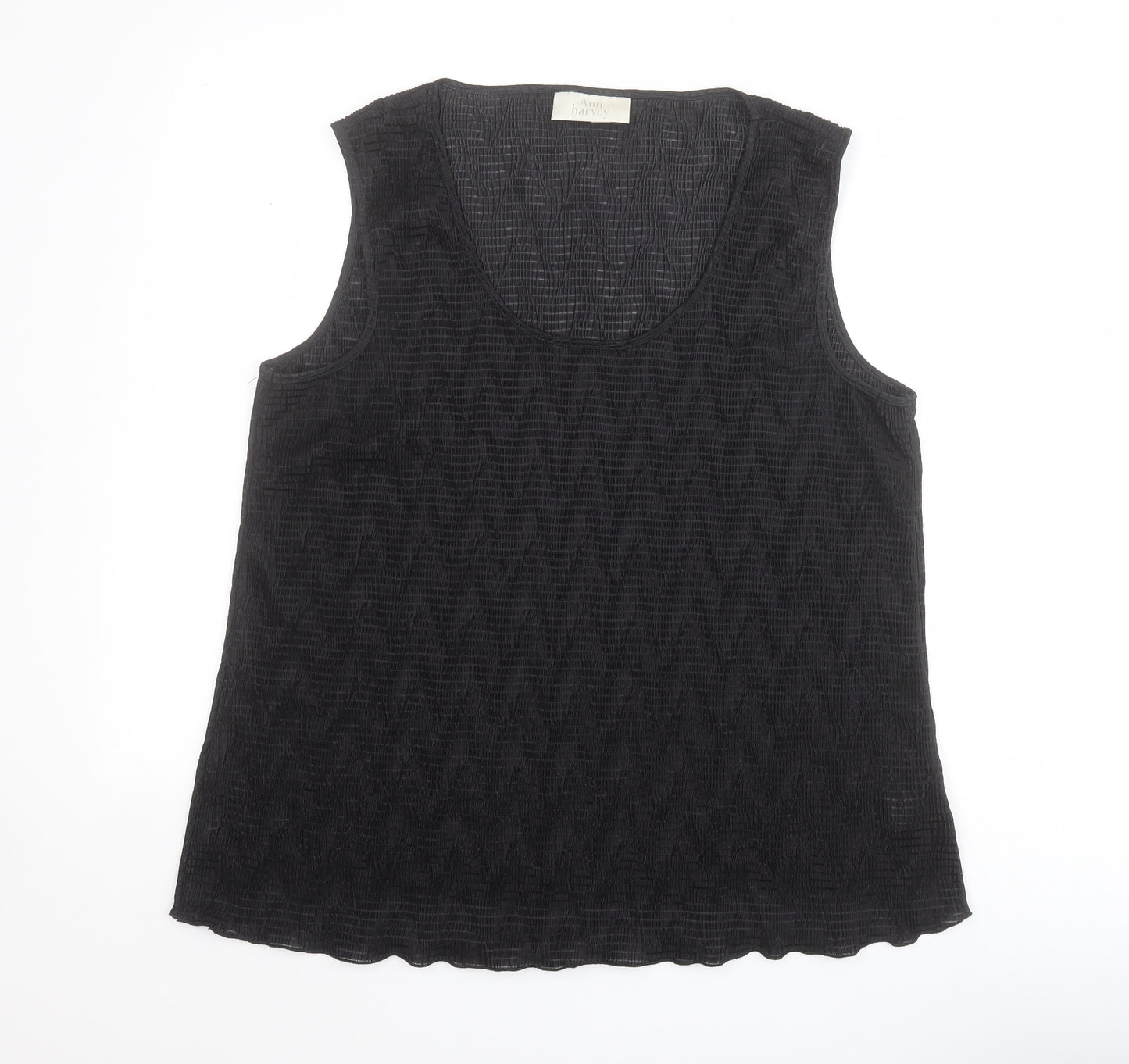 Ann Harvey Womens Black  Polyester Basic Tank Size 20 Scoop Neck