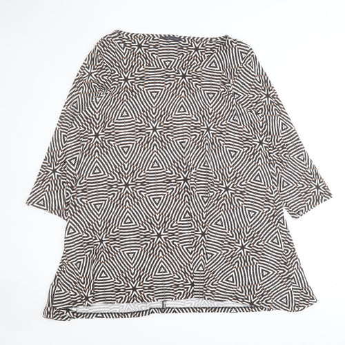 Marks and Spencer Womens Black Geometric Viscose Basic T-Shirt Size 24 Round Neck