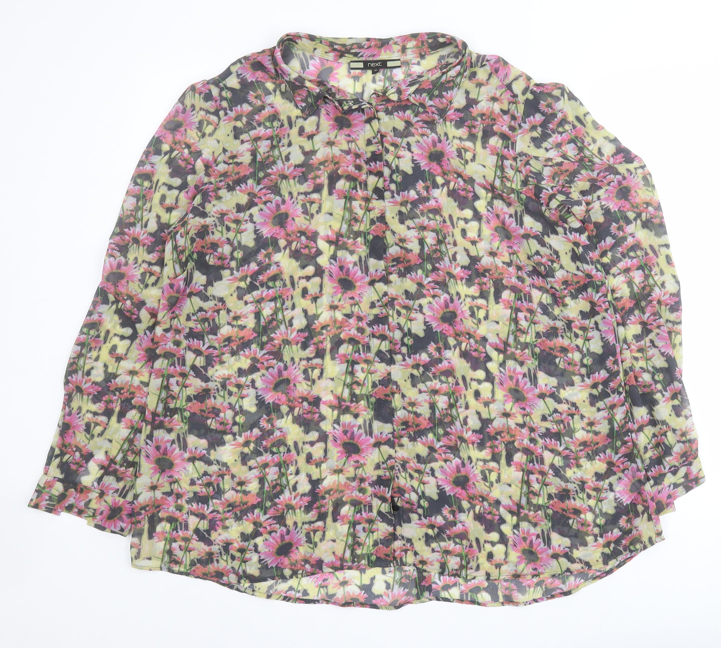 NEXT Womens Multicoloured Floral Polyester Basic Button-Up Size 22 Collared