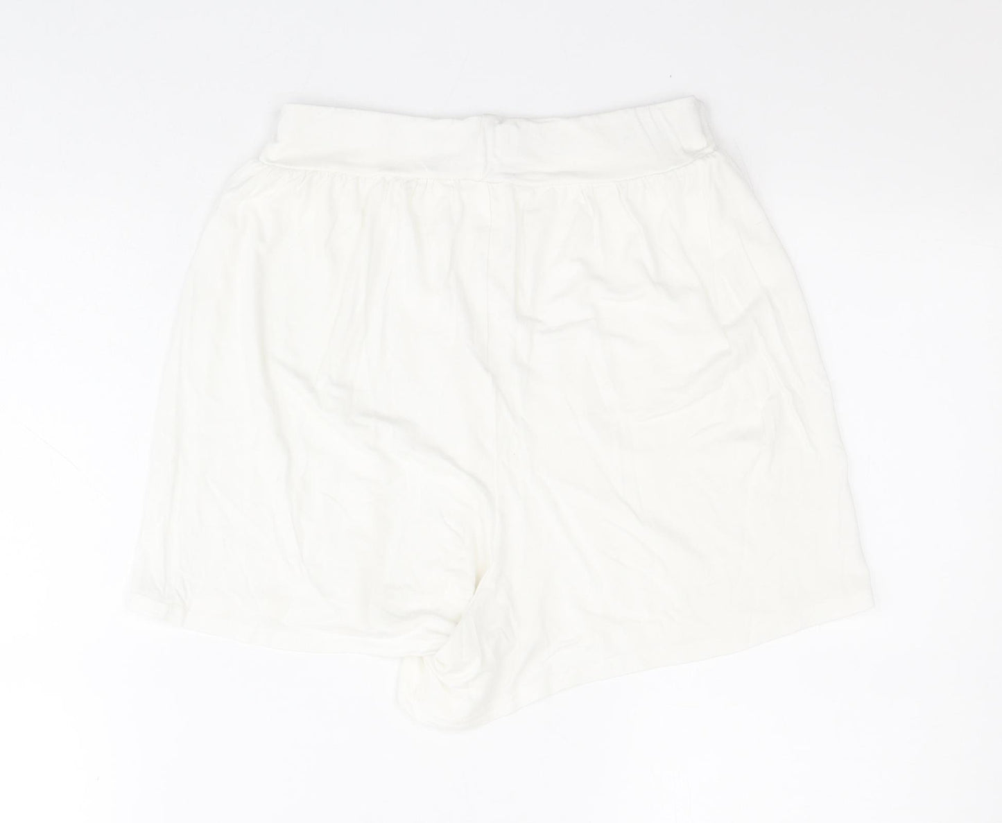 Boohoo Womens White  Viscose Sweat Shorts Size 8 L3 in Regular Pull On