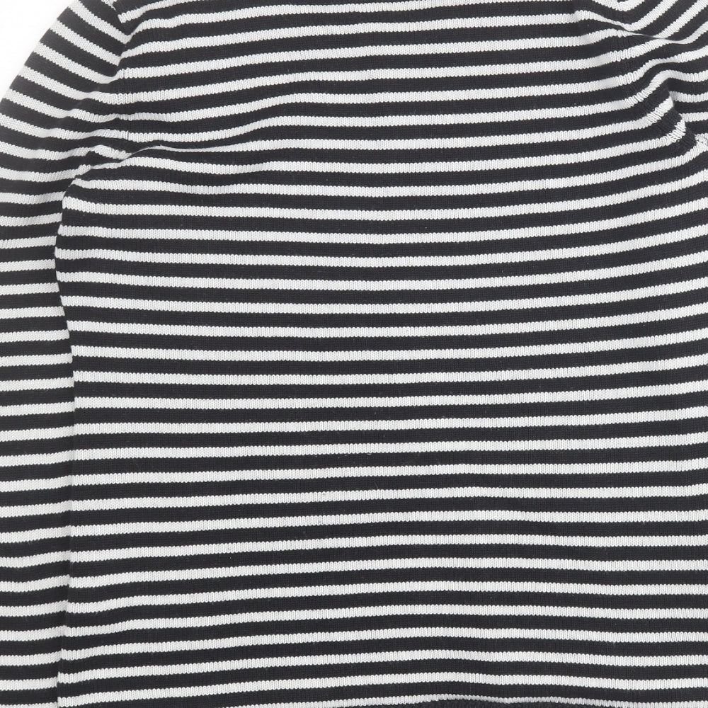 New Look Womens Black Crew Neck Striped Cotton Pullover Jumper Size 12