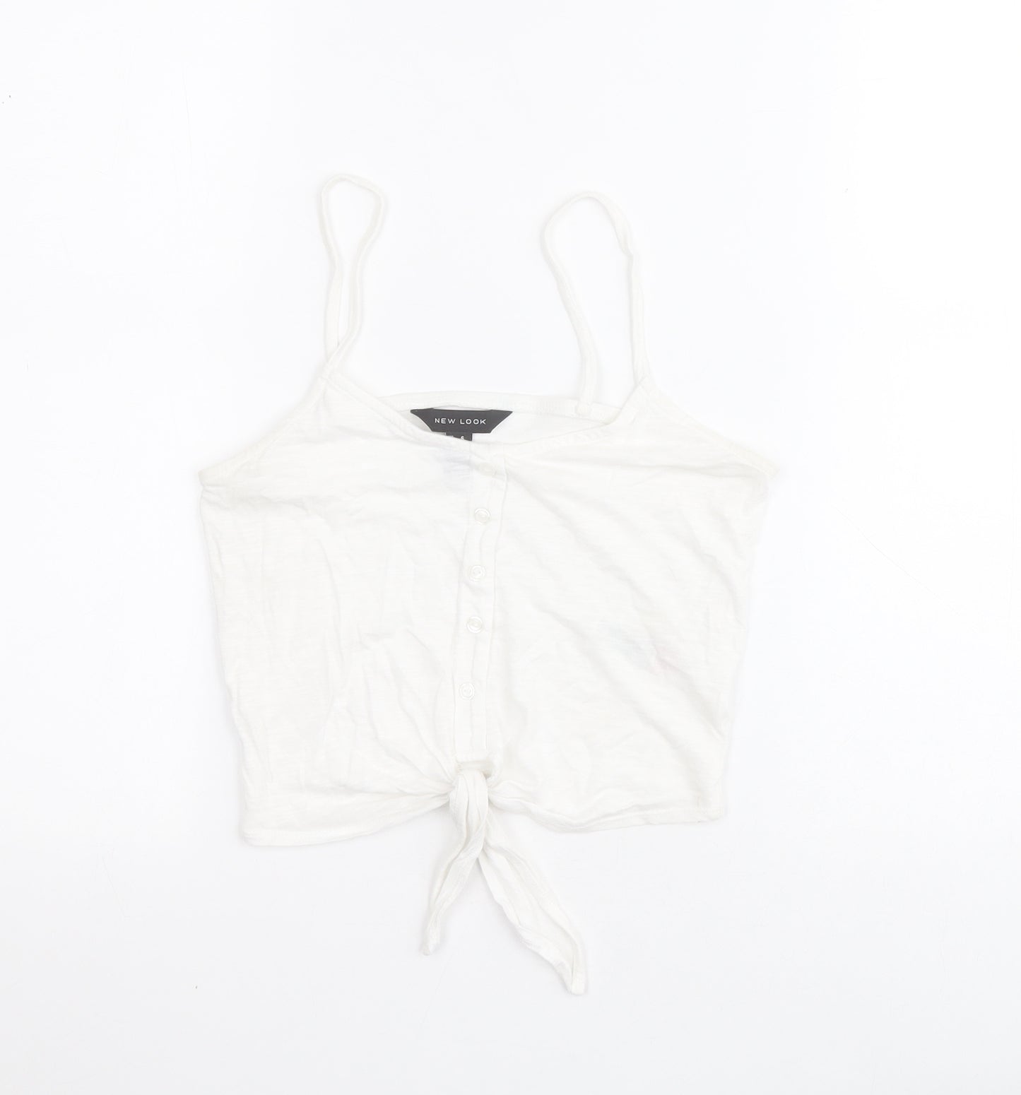 New Look Womens White  Cotton Basic Tank Size 6 Square Neck