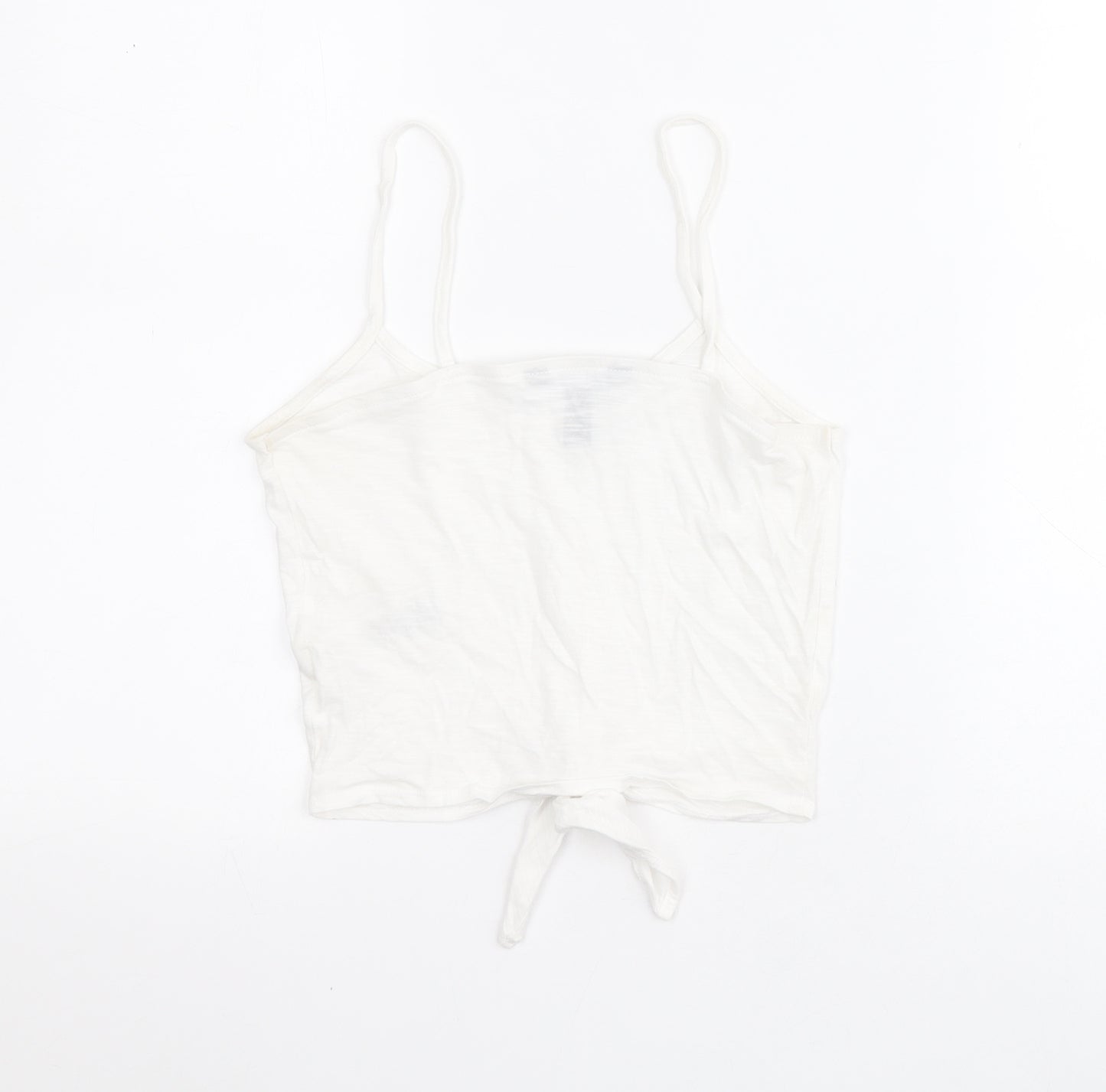 New Look Womens White  Cotton Basic Tank Size 6 Square Neck