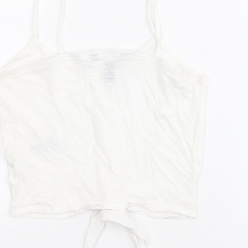 New Look Womens White  Cotton Basic Tank Size 6 Square Neck