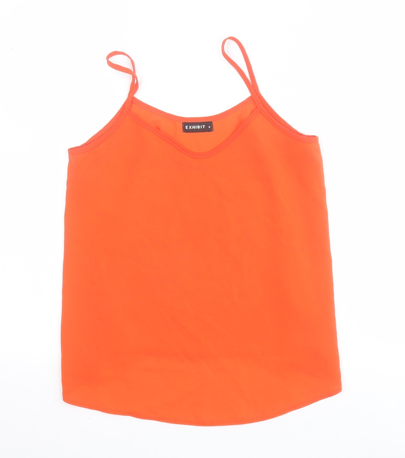 Exhibit Womens Orange  Polyester Camisole Tank Size 8 V-Neck