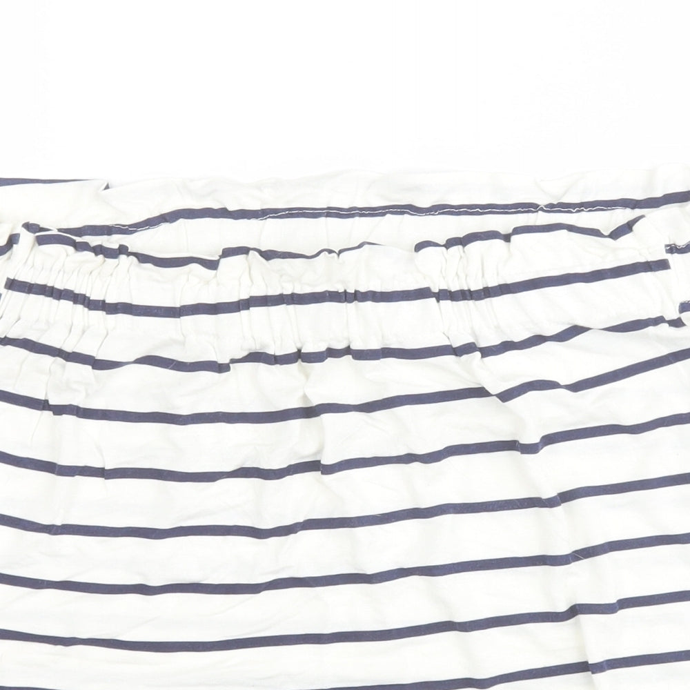 Primark Womens White Striped Viscose Basic Blouse Size 8 Off the Shoulder