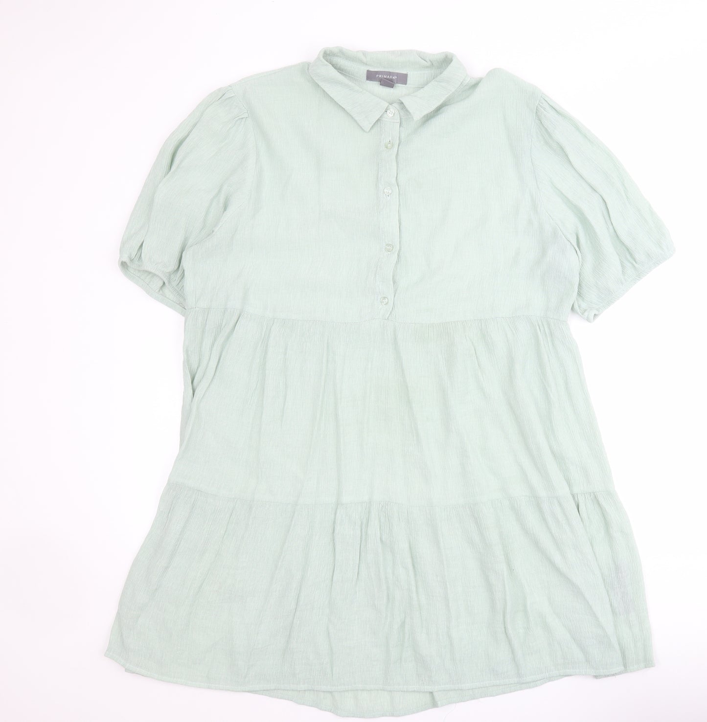 Primark Womens Blue  Viscose Shirt Dress  Size 20  Collared Button