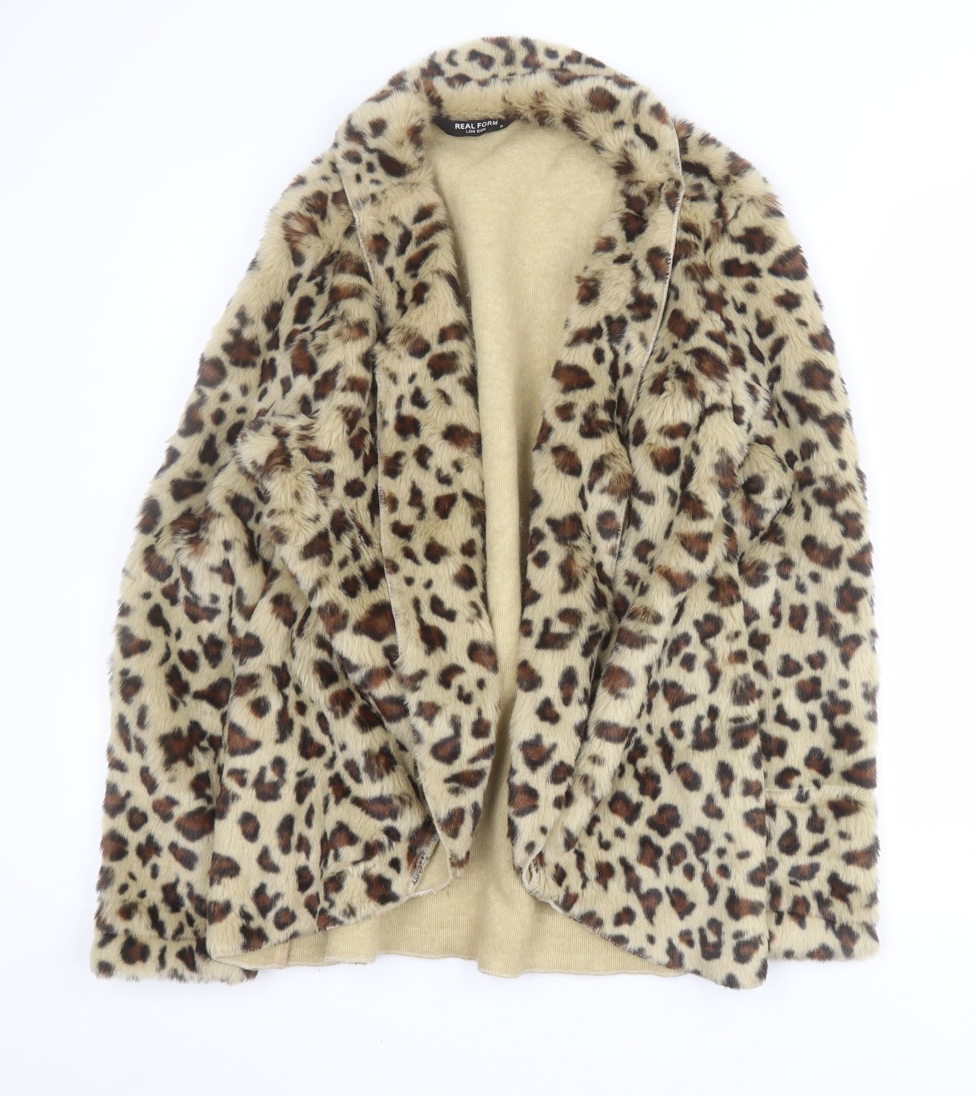 Real Form Womens Brown Animal Print  Jacket Coat Size 8   - Faux fur
