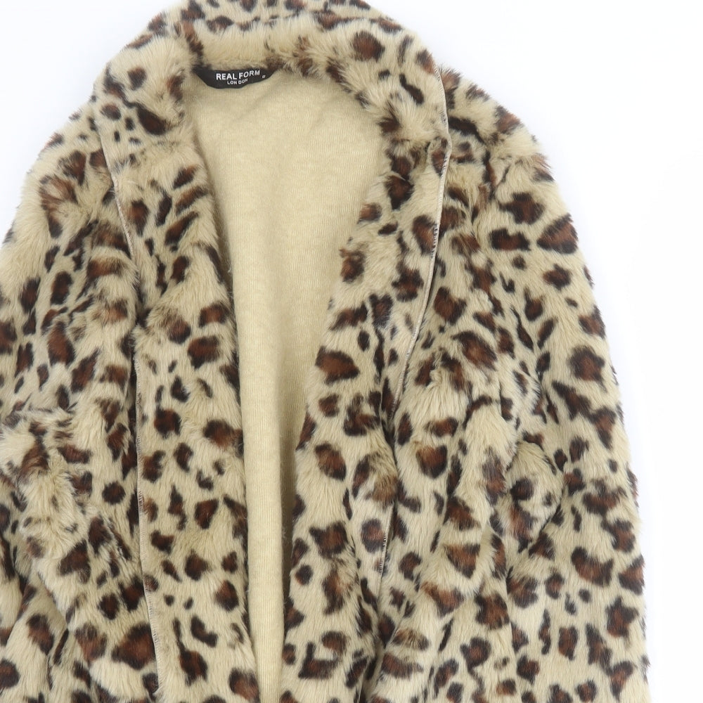 Real Form Womens Brown Animal Print  Jacket Coat Size 8   - Faux fur