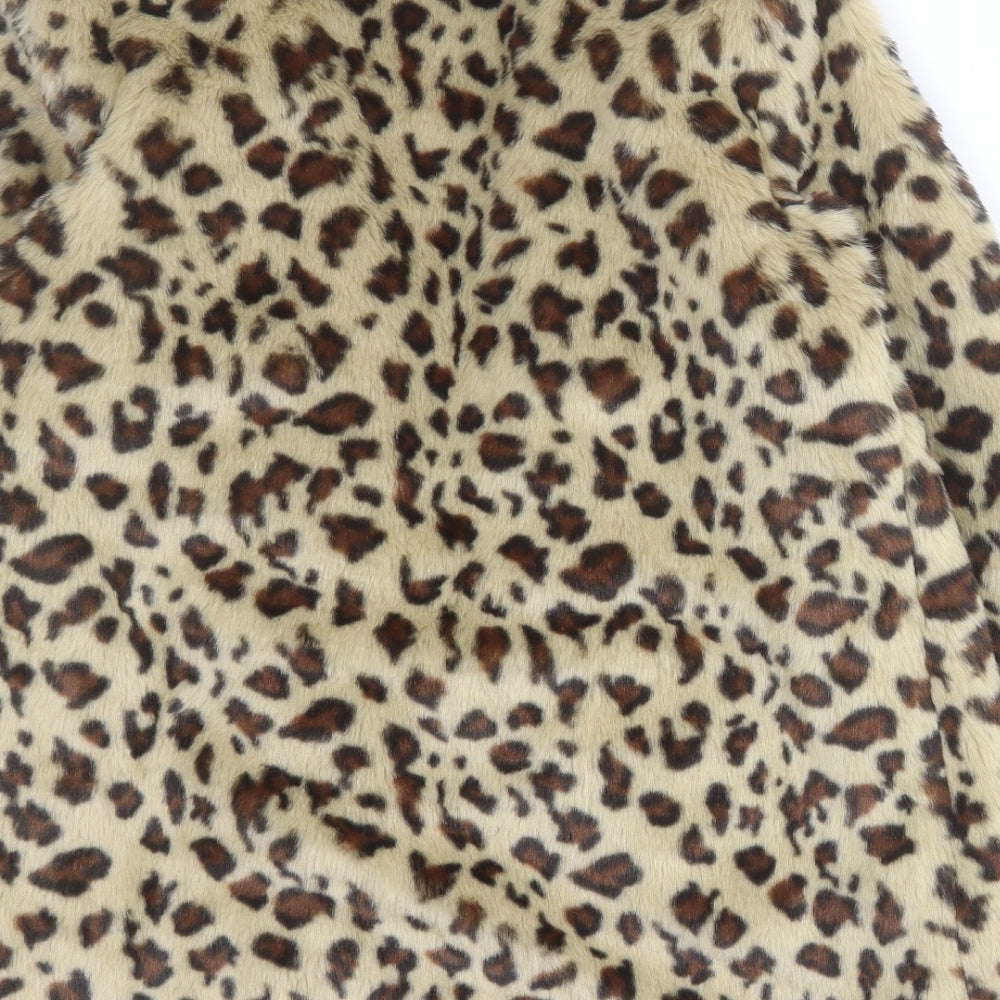 Real Form Womens Brown Animal Print  Jacket Coat Size 8   - Faux fur