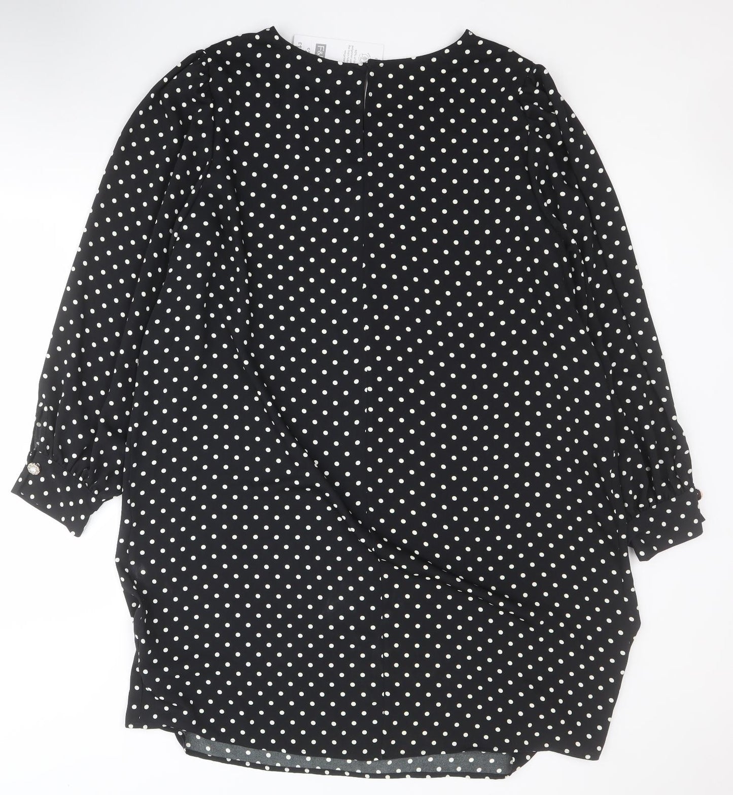F&F Womens Black Polka Dot Polyester Mini  Size 20  Round Neck Button