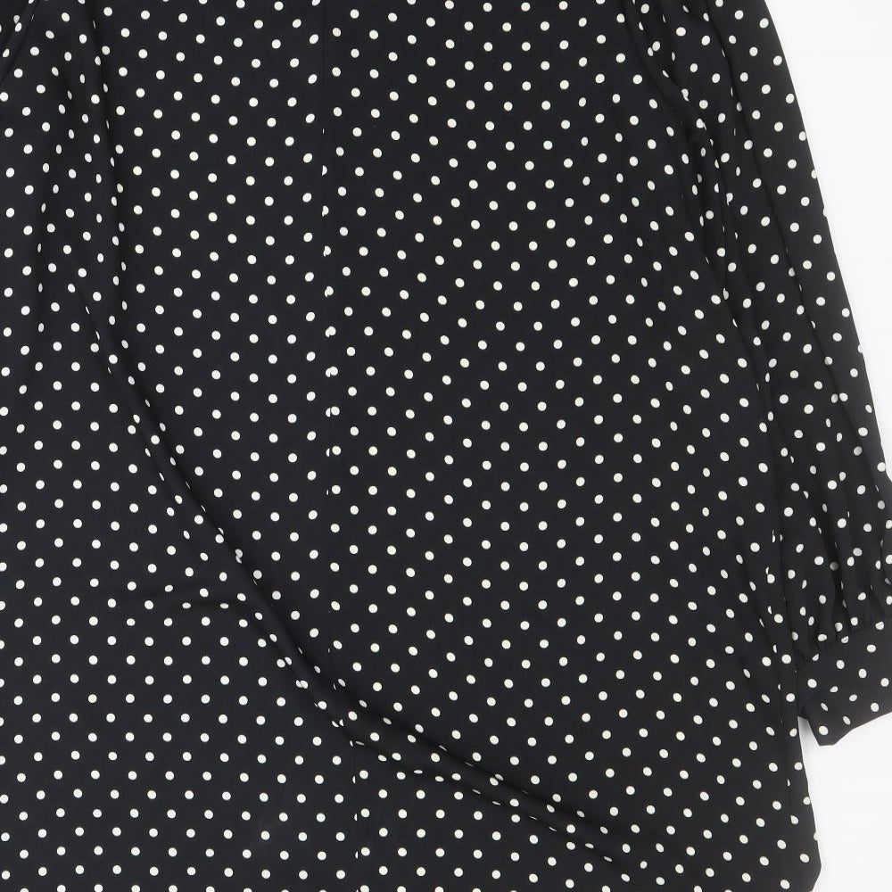 F&F Womens Black Polka Dot Polyester Mini  Size 20  Round Neck Button