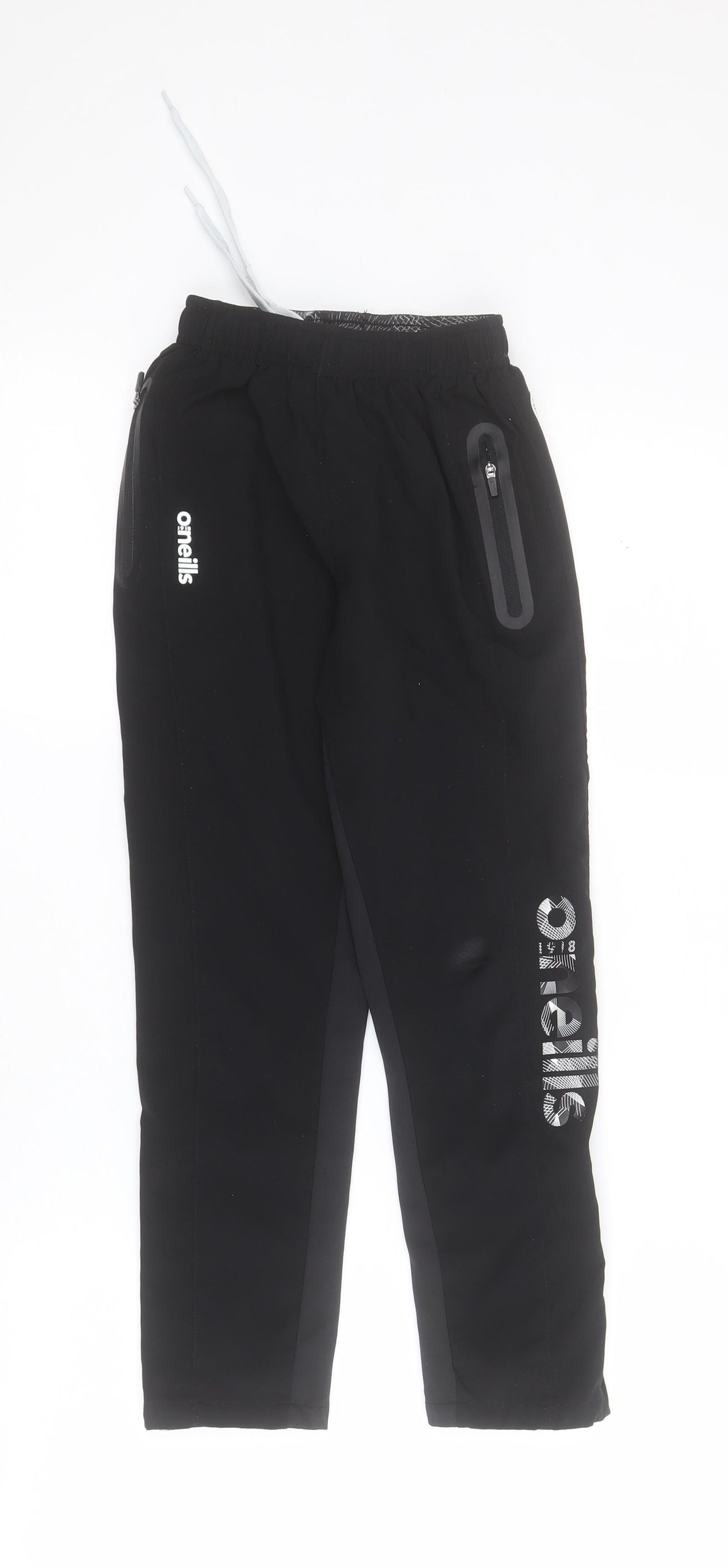 O'Neills Boys Black  100% Polyester Jogger Trousers Size 7-8 Years  Regular Drawstring