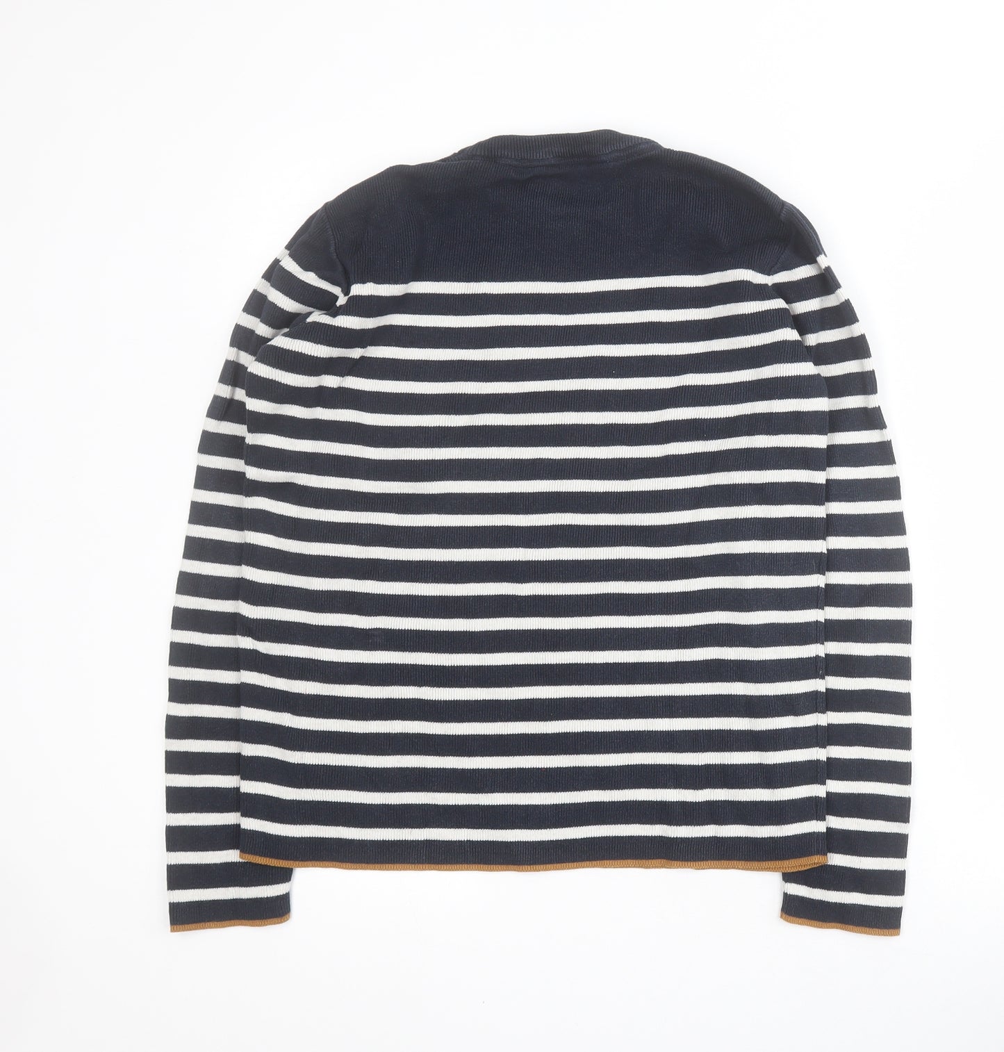 H&M Boys Blue Crew Neck Striped 100% Cotton Pullover Jumper Size 12-13 Years  Pullover - 12-14 YEARS