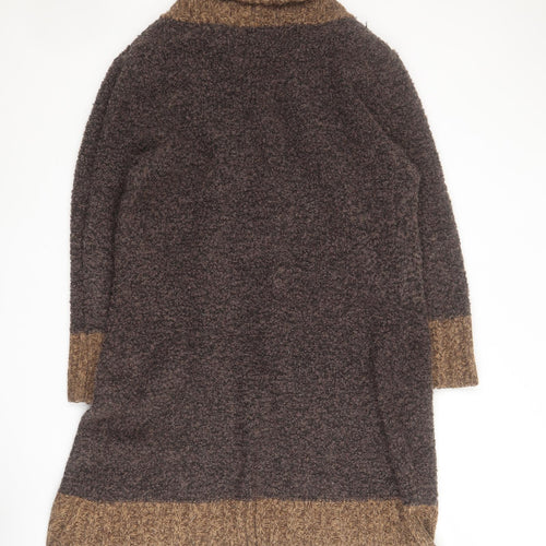 Roman Originals Womens Brown V-Neck  Acrylic Cardigan Jumper Size M