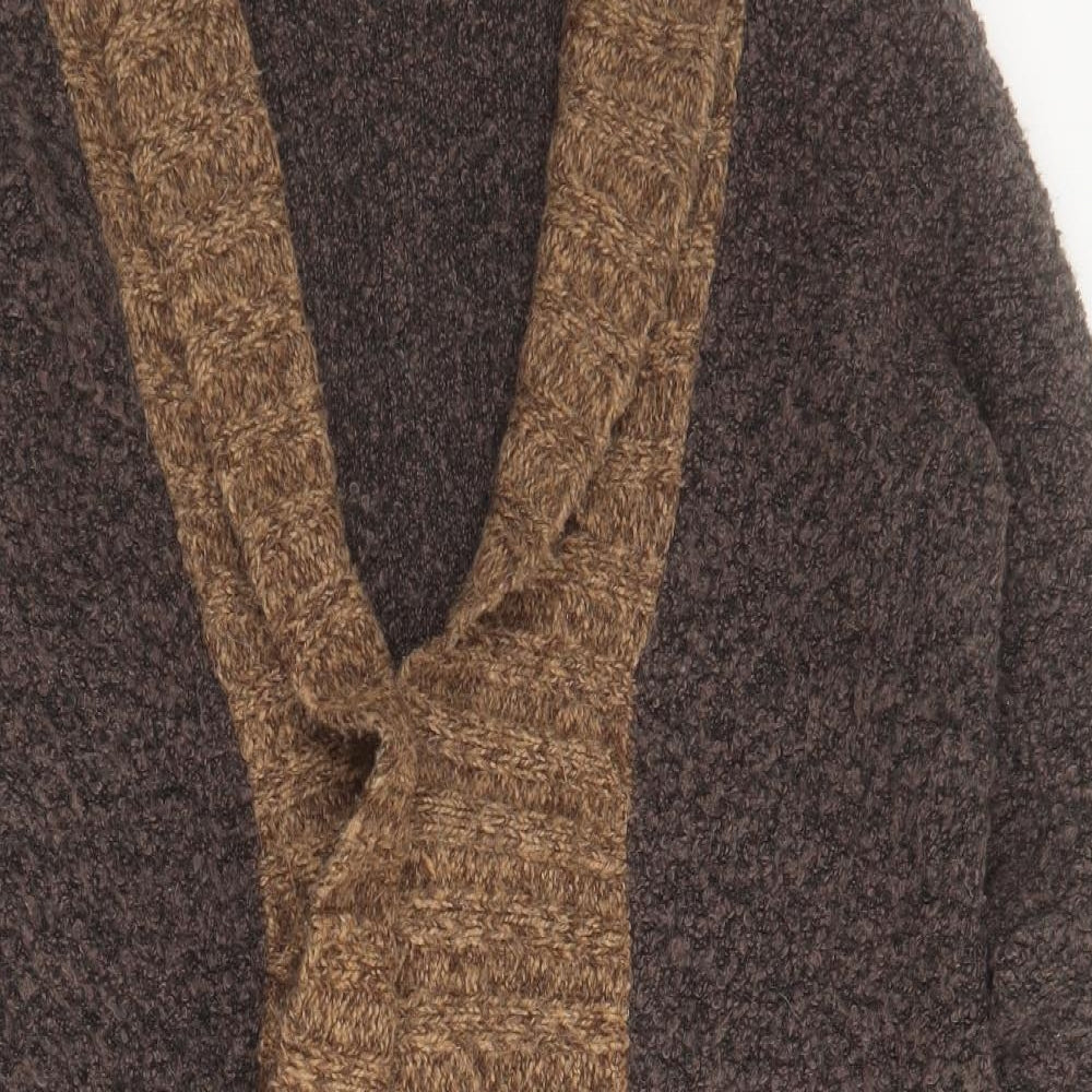 Roman Originals Womens Brown V-Neck  Acrylic Cardigan Jumper Size M