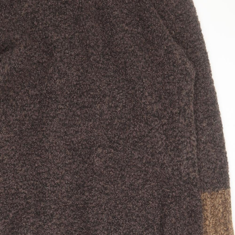 Roman Originals Womens Brown V-Neck  Acrylic Cardigan Jumper Size M