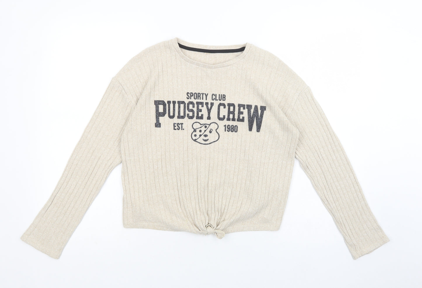 George Girls Beige Crew Neck  Viscose Pullover Jumper Size 11-12 Years  Pullover - Pudsey Crew