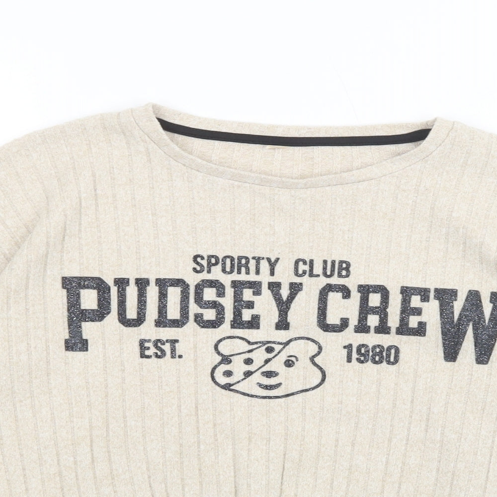 George Girls Beige Crew Neck  Viscose Pullover Jumper Size 11-12 Years  Pullover - Pudsey Crew