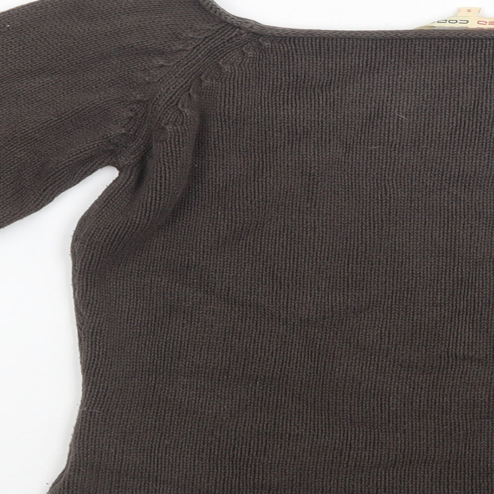 Red Code Womens Brown Boat Neck  Cotton Pullover Jumper Size S