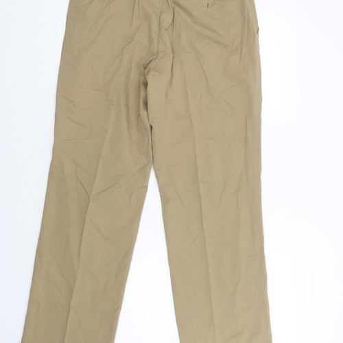 Remus Uomo Mens Beige  Cotton Chino Trousers Size 32 in L31 in Regular Button