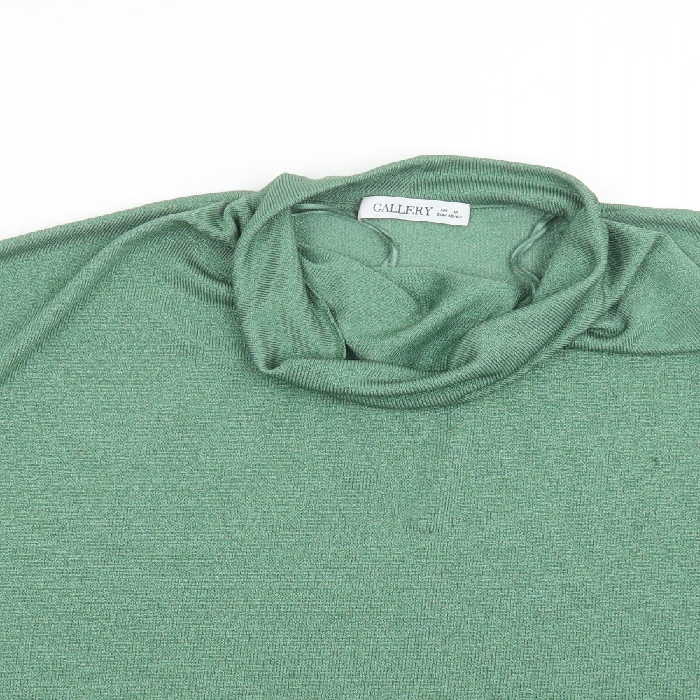 Gallery Womens Green Cowl Neck  Polyester Pullover Jumper Size 12