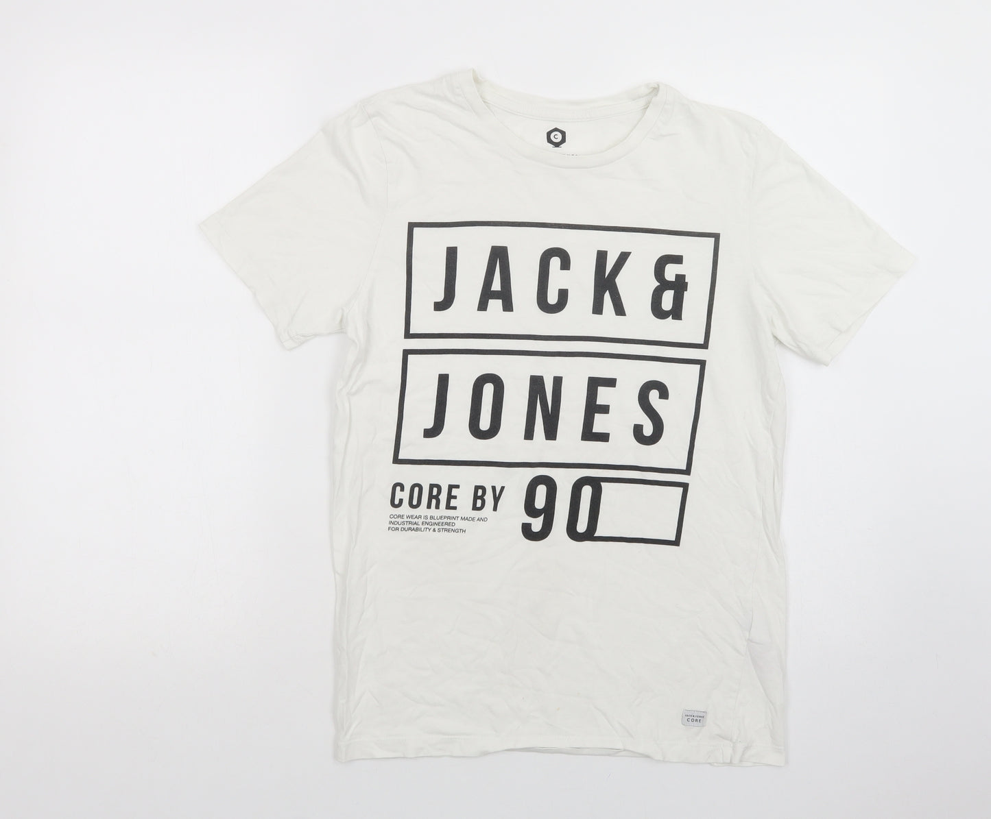 JACK & JONES Mens White  Cotton  T-Shirt Size S Crew Neck