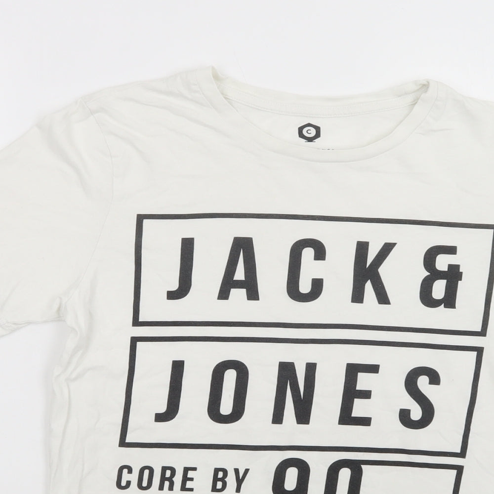 JACK & JONES Mens White  Cotton  T-Shirt Size S Crew Neck
