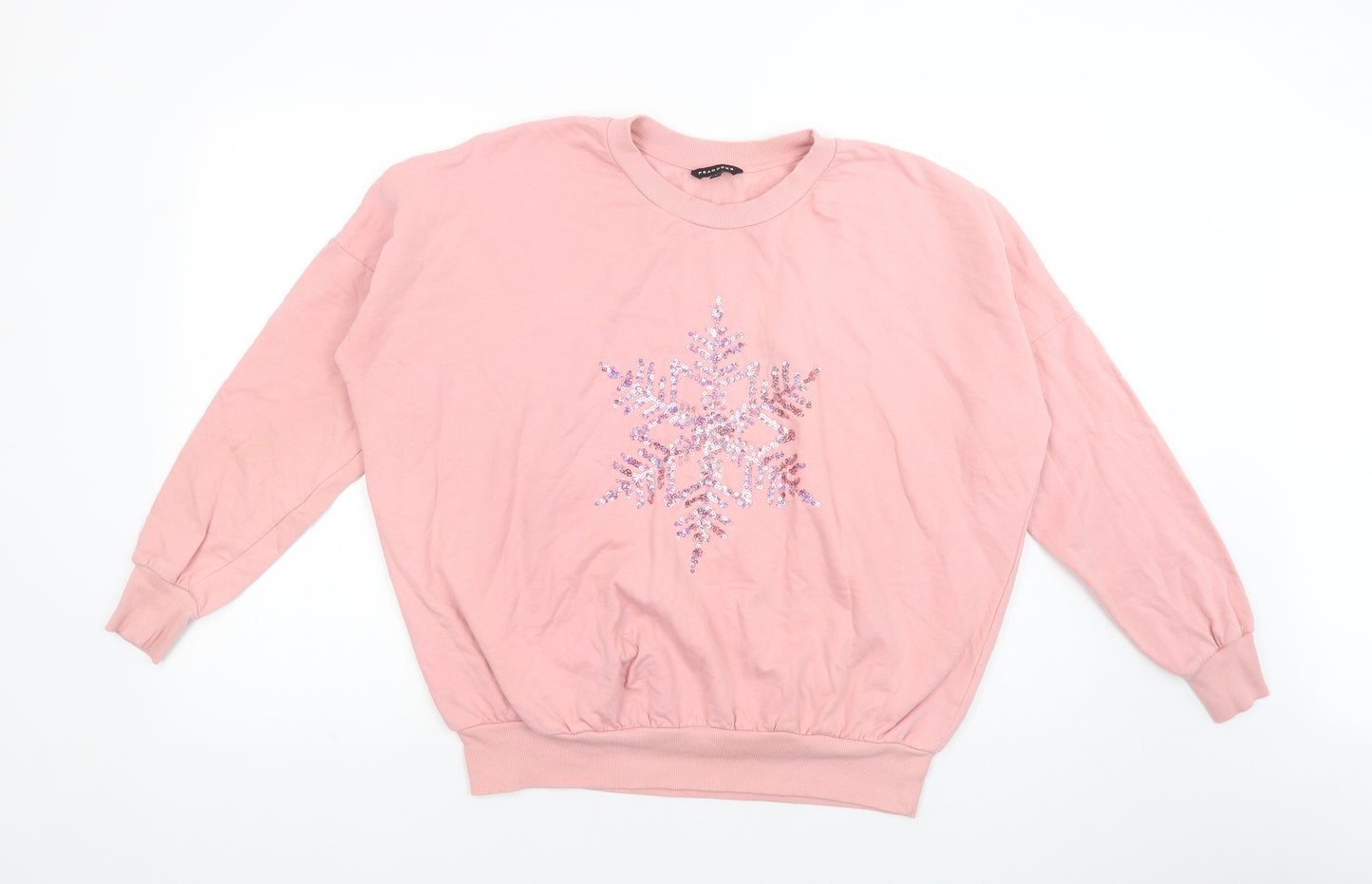 Peacocks Womens Pink  Cotton Pullover Sweatshirt Size L  Pullover - Snowflake