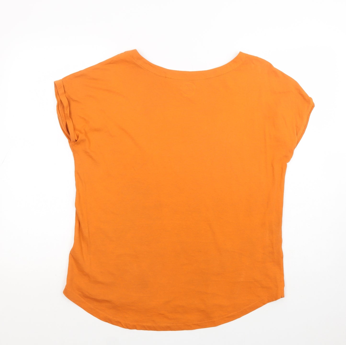 NEXT Womens Orange  Cotton Basic T-Shirt Size 12 Boat Neck