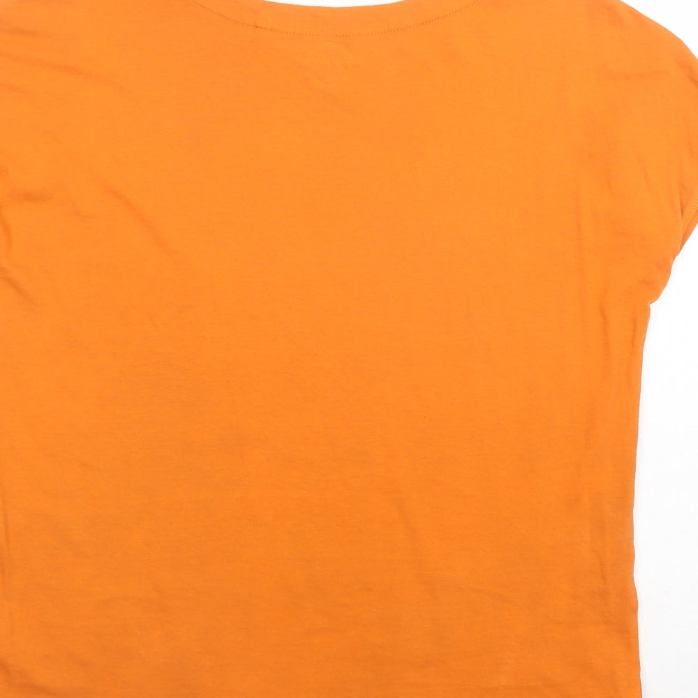 NEXT Womens Orange  Cotton Basic T-Shirt Size 12 Boat Neck