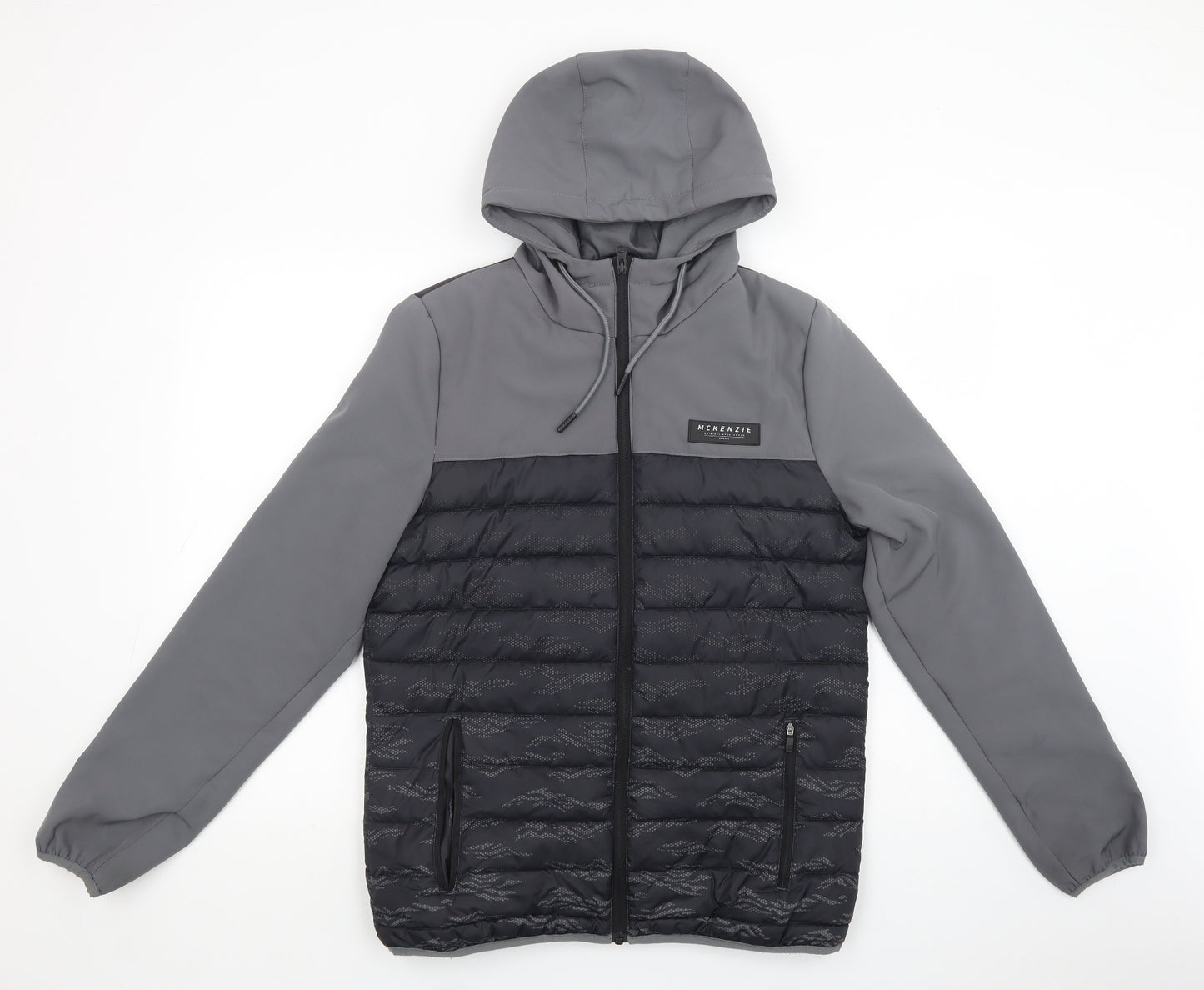 McKenzie Mens Grey Geometric  Windbreaker Jacket Size S  Zip