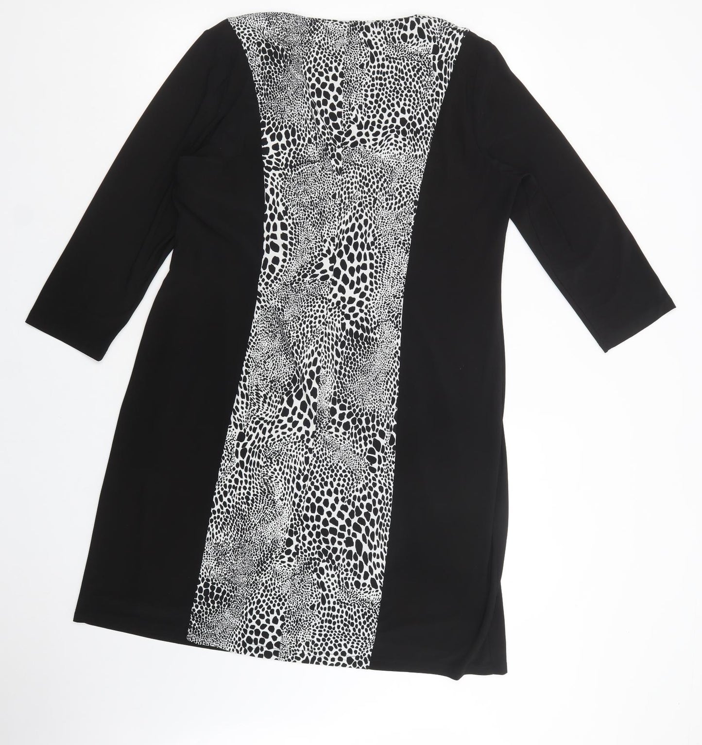 Libra Womens Black Animal Print Polyester Shift  Size 18  Cowl Neck Pullover