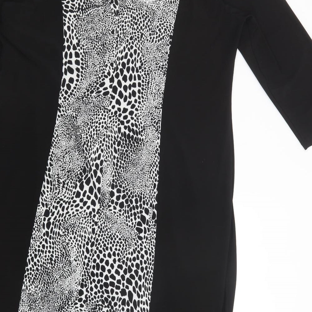 Libra Womens Black Animal Print Polyester Shift  Size 18  Cowl Neck Pullover